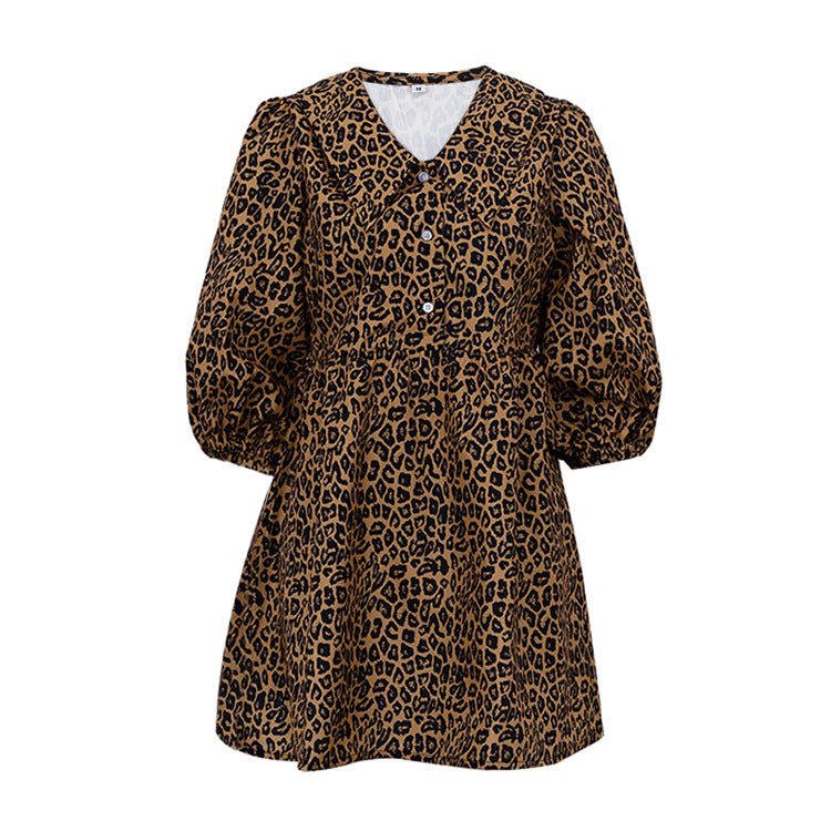 Robe ORIA col claudine imprimé léopard