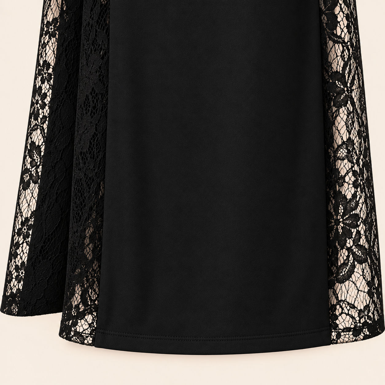 Robe longue à col V et dentelle — détail du vêtement