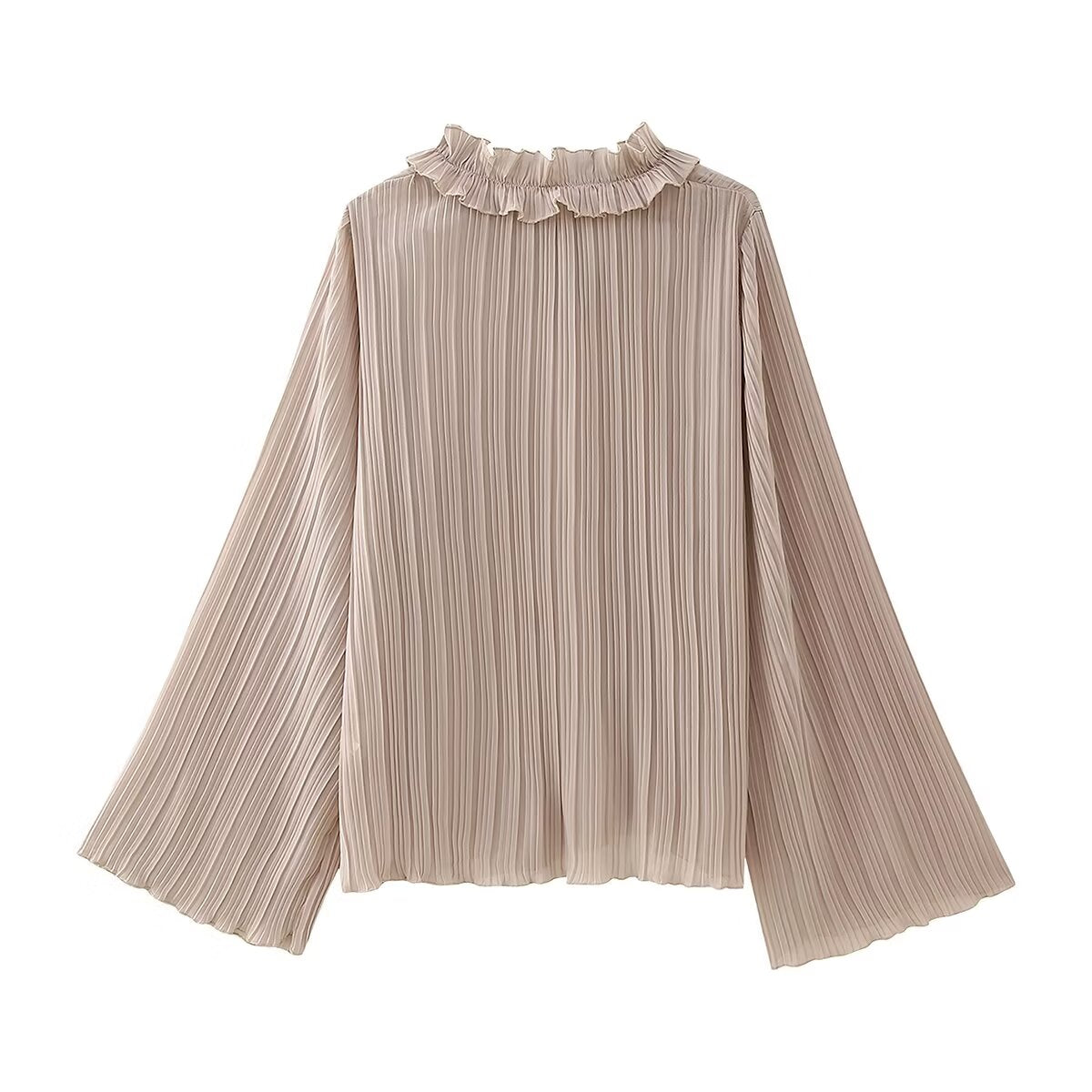 Spring Summer Pleated Chiffon Shirt Women Romantic Fungus Lace-up Loose Casual Simple