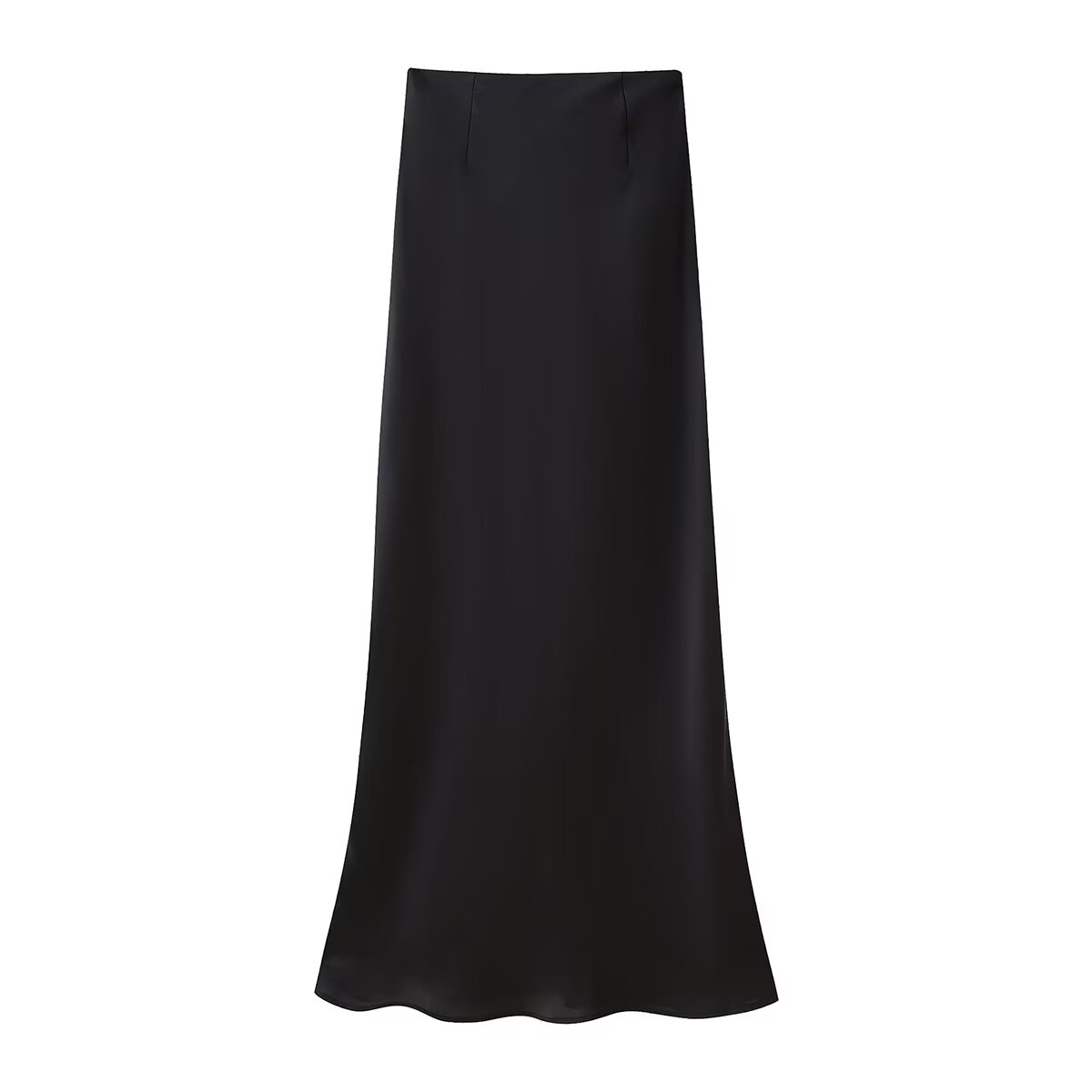 Spring High Waist Slimming A line Black Viscose Blended Fabric Skirt