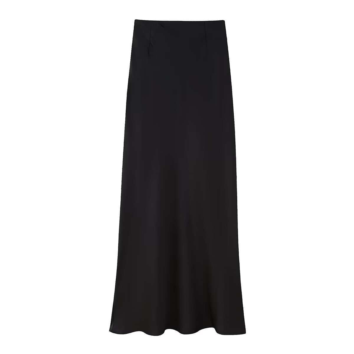 Spring High Waist Slimming A line Black Viscose Blended Fabric Skirt