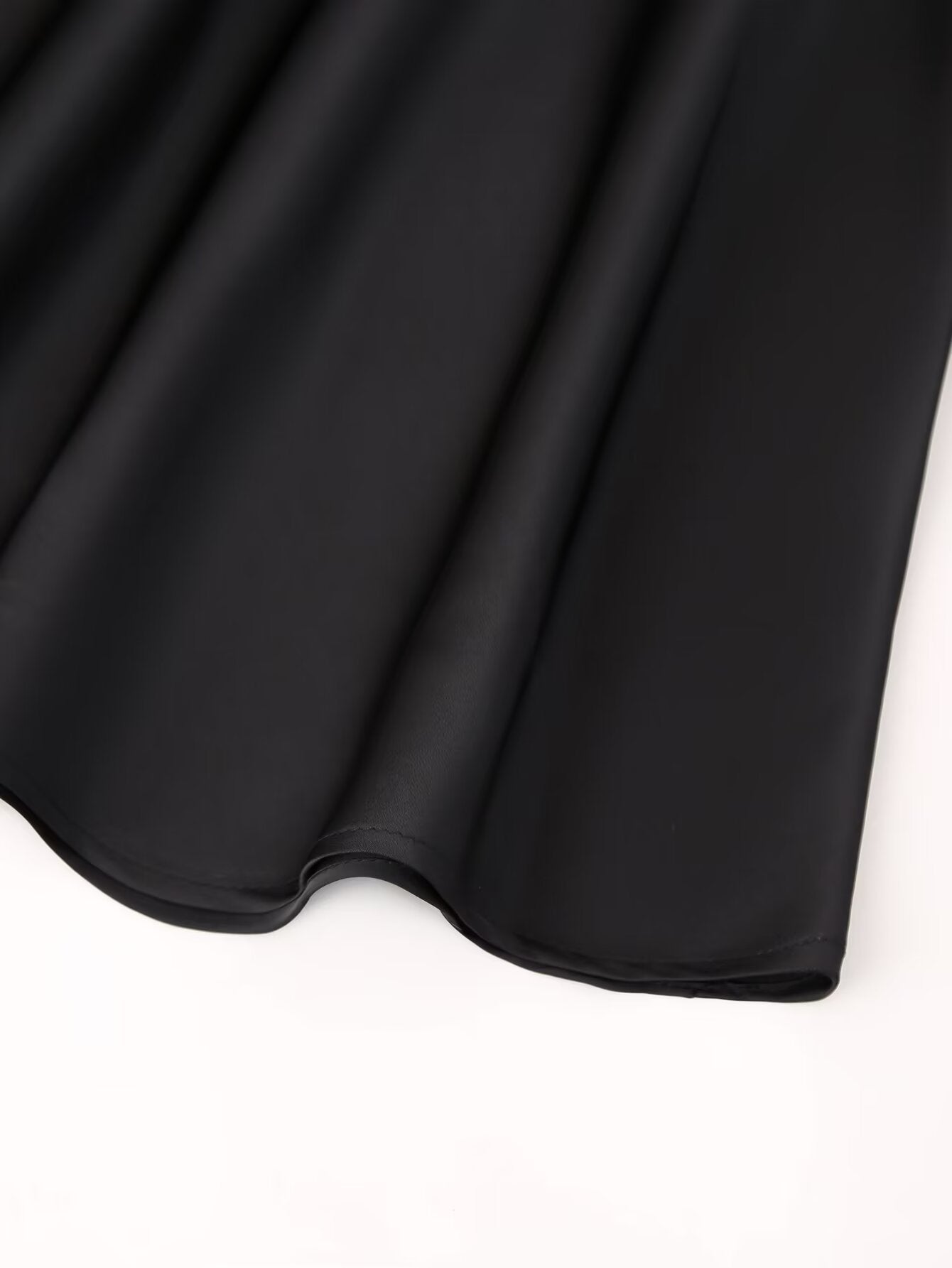 Spring High Waist Slimming A line Black Viscose Blended Fabric Skirt