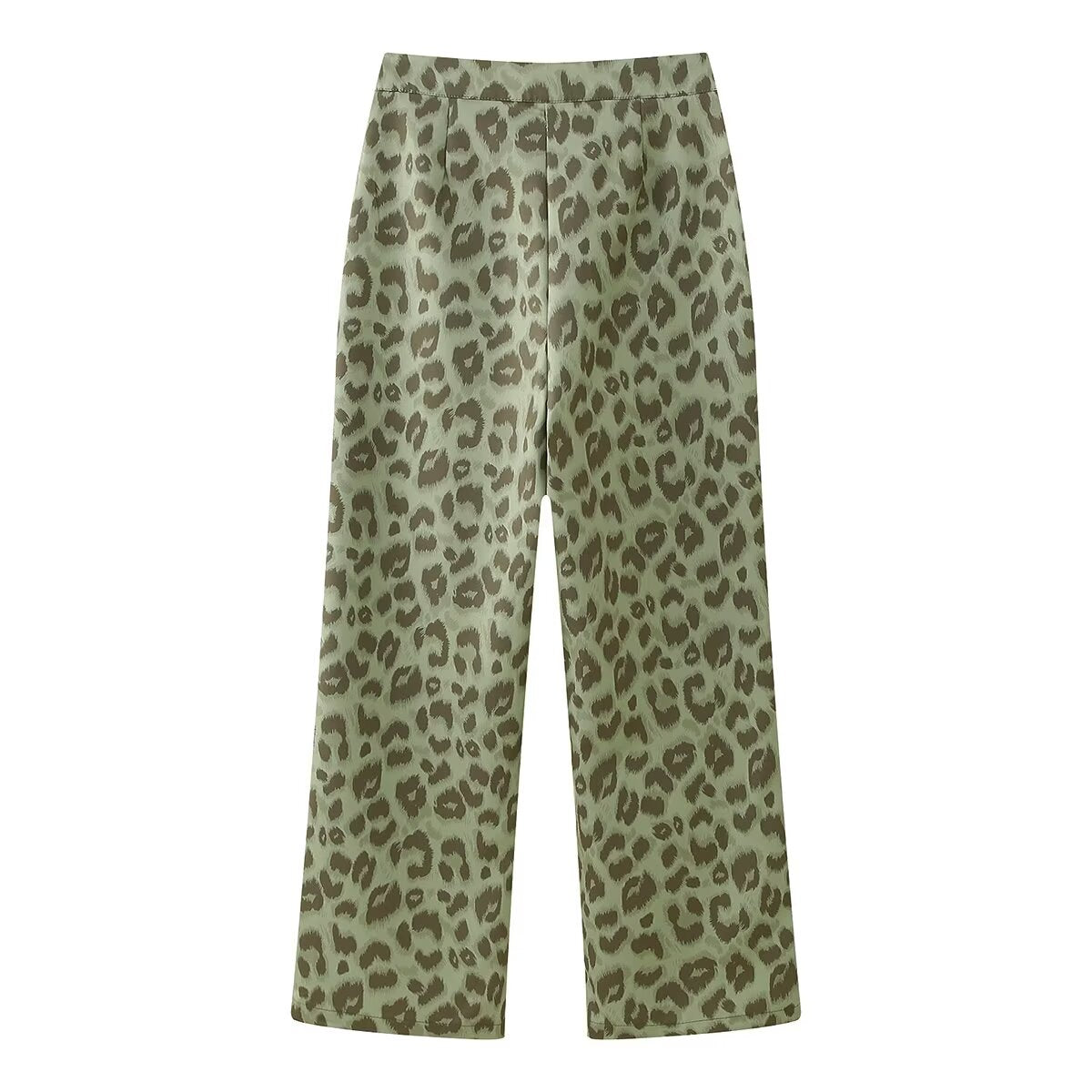 Spring Women Clothing Printed Leopard Print Casual Straight Trousers