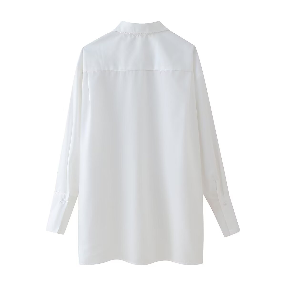 Large Pointed Collar White Shirt Women Niche Vintage Shirt Office Simple Loose