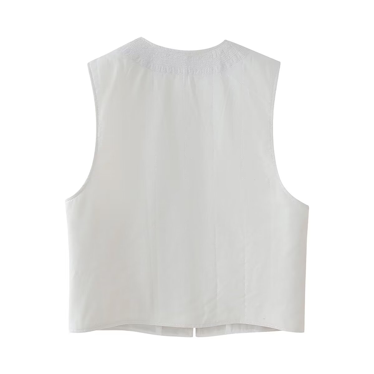 Women Clothing Summer Street Sleeveless Embroidery Vest