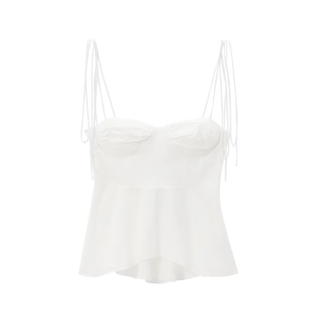 Women White Corset Short Strap Top