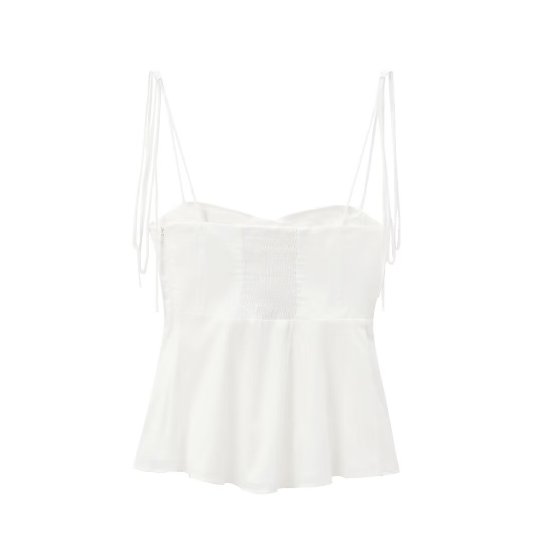 Women White Corset Short Strap Top