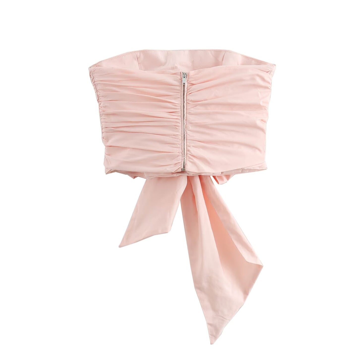 Women Clothing Bowknot Decoration Tube Top Taffeta Short Top