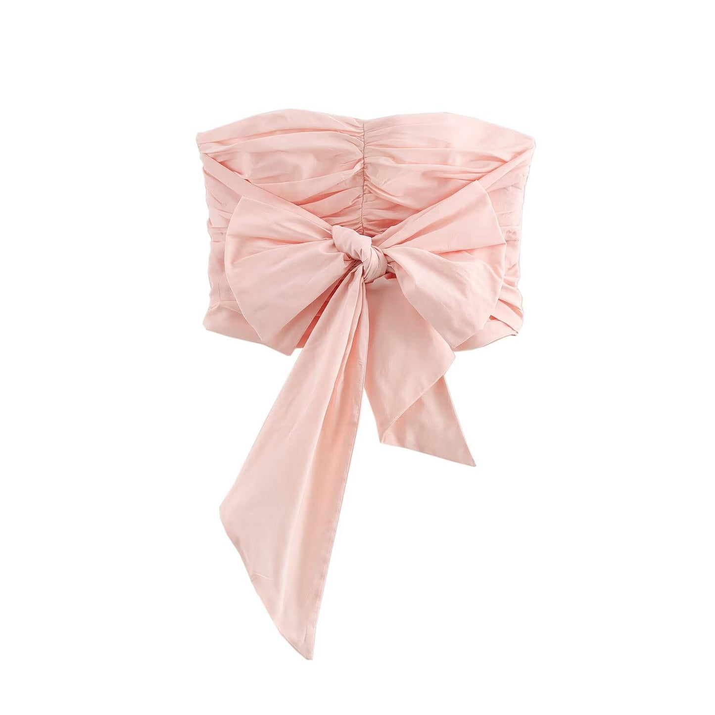 Women Clothing Bowknot Decoration Tube Top Taffeta Short Top