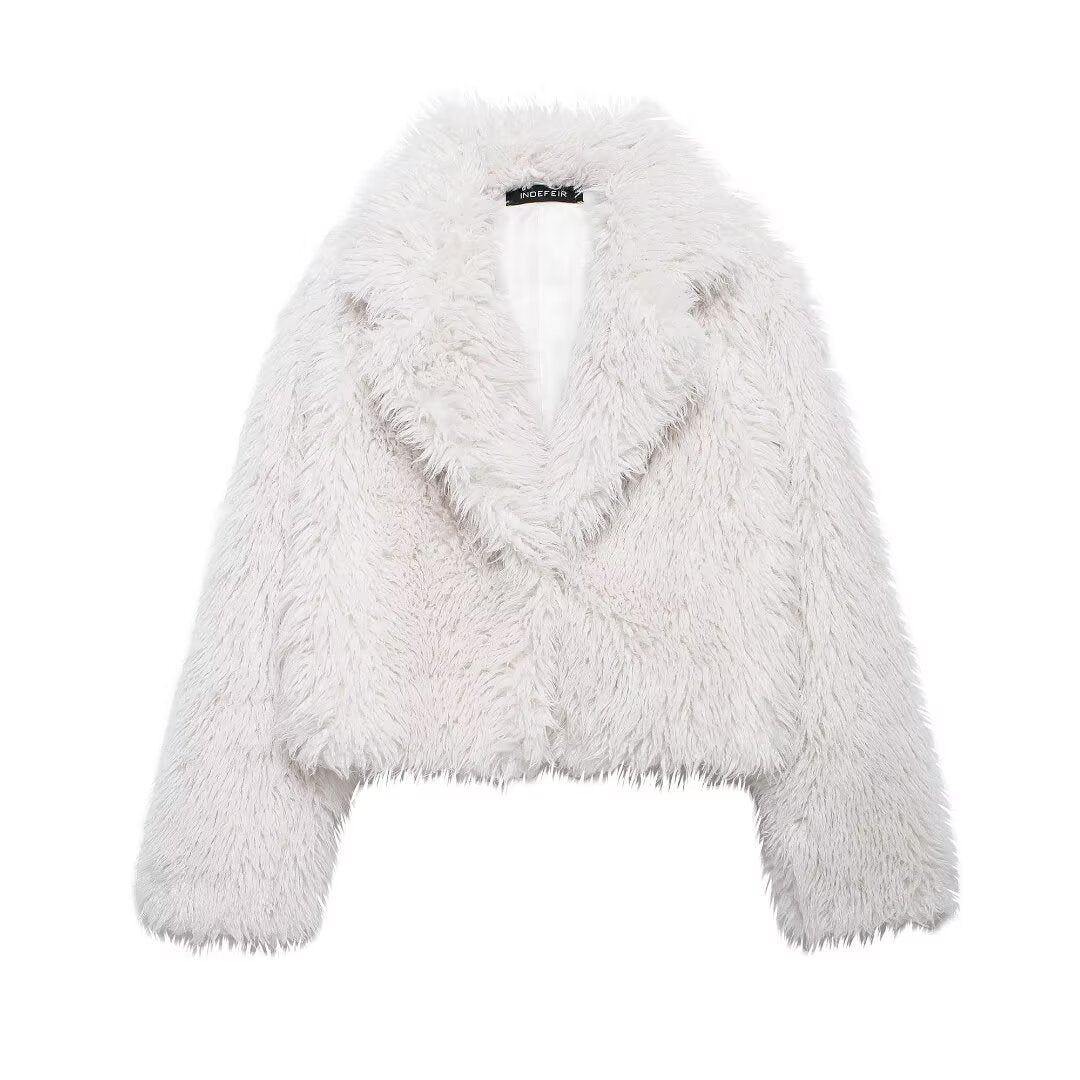 Women Clothing Autumn Winter All Match Fur Short Coat