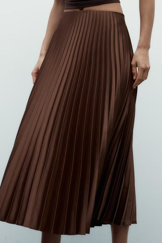 Spring Skirt Sexy Personalized All Matching Slim Fit A line Silk Satin Texture