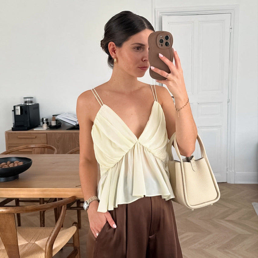 Summer Sexy Apricot Backless Elegant Camisole Women