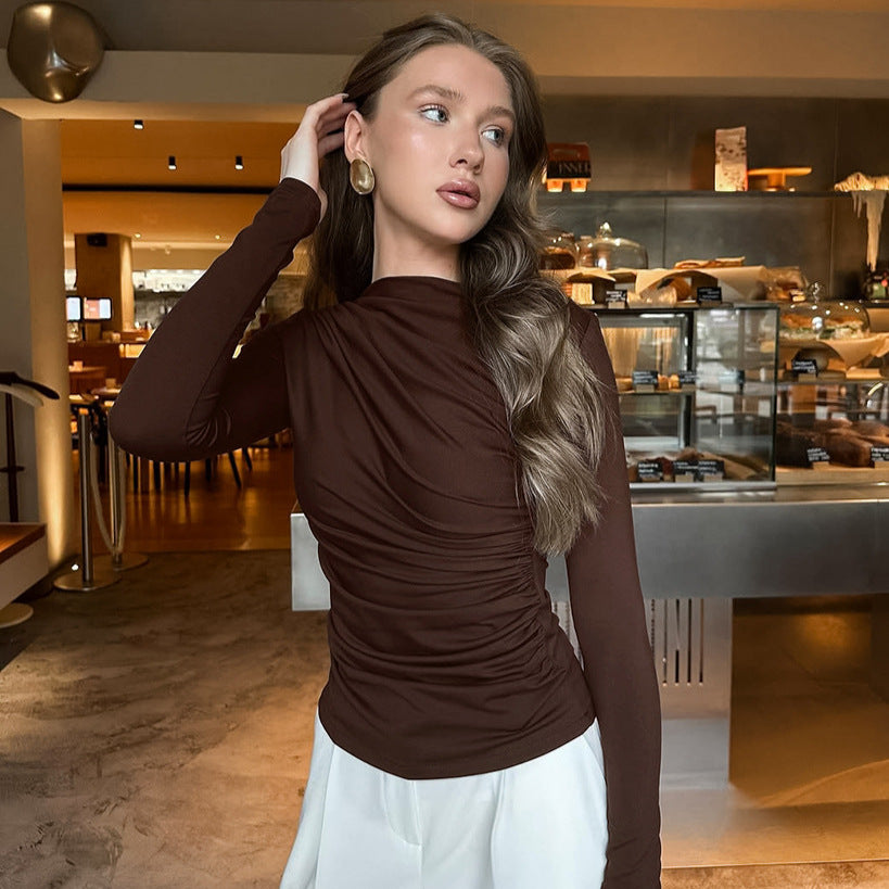 MARGOT — Ruched round-neck cropped top