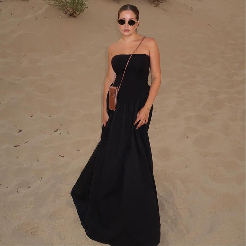 Robe ROMY — longue bustier froncée