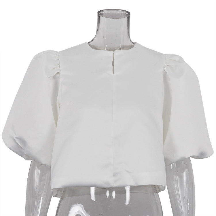 Blouse EMILY à manches courte en satin