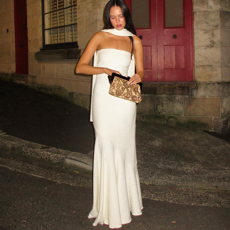 Robe VIVIANE — longue bustier avec étole