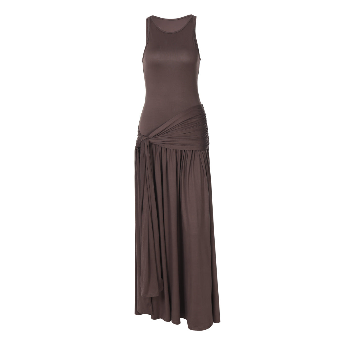 GIULIA — Asymmetric tie-detail maxi dress