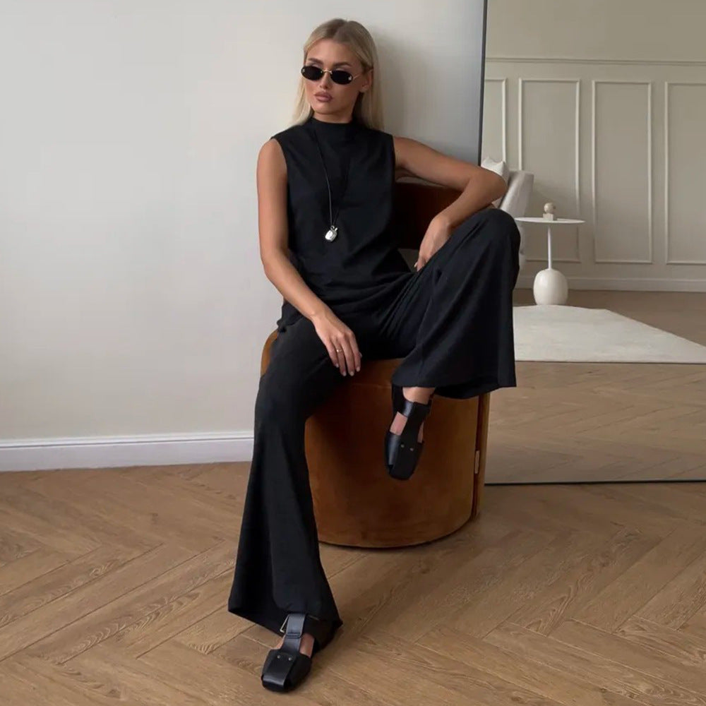 Vest Spring Summer Women Home Sleeveless Vest Wide Leg Pants Casual Set