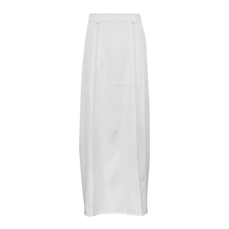 Fall French Milky White Office Mopping Skirt Loose Profile Slimming Casual Dress Women