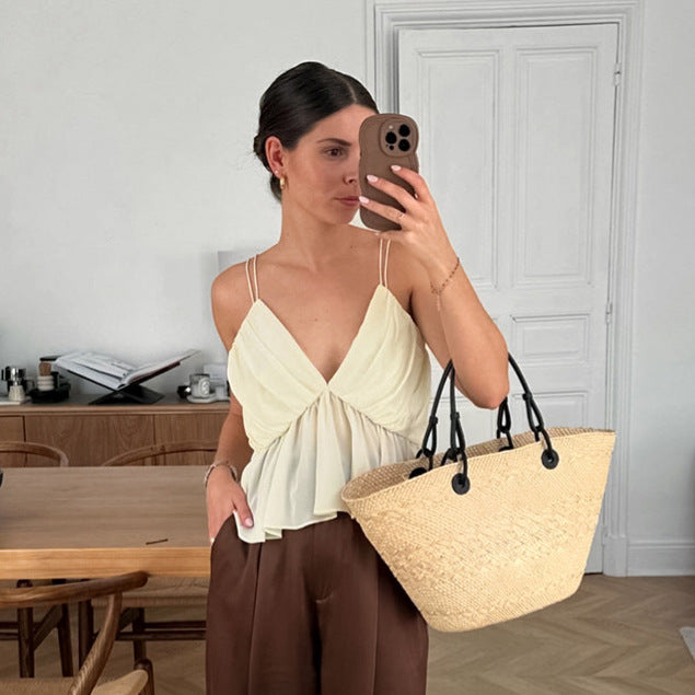 Summer Sexy Apricot Backless Elegant Camisole Women