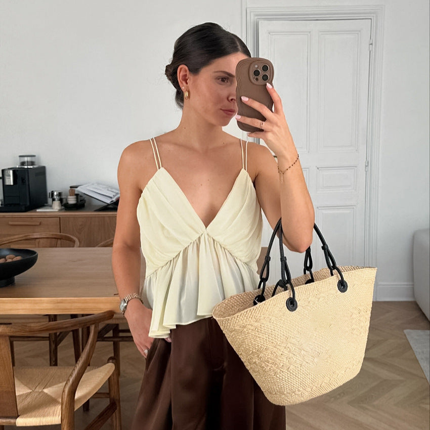 Summer Sexy Apricot Backless Elegant Camisole Women