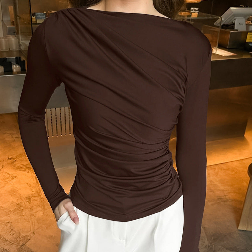 MARGOT — Ruched round-neck cropped top