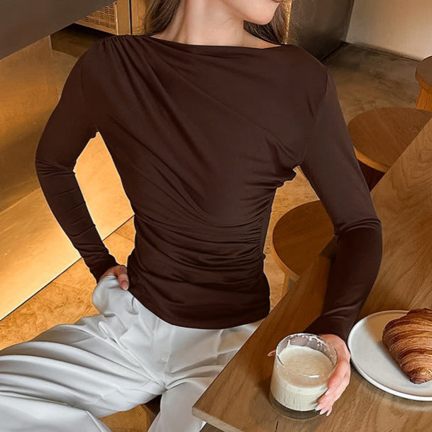 MARGOT — Ruched round-neck cropped top