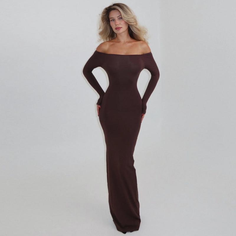 Robe VALENTINA — longue épaules dénudées à manches longues