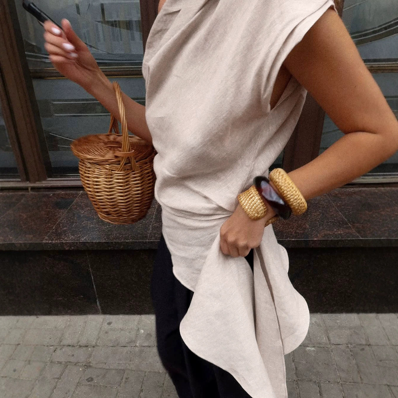 Cotton Linen Slim Fit Oblique Shoulder Irregular Asymmetric T shirt Women Summer Wild Sexy off Shoulder Top