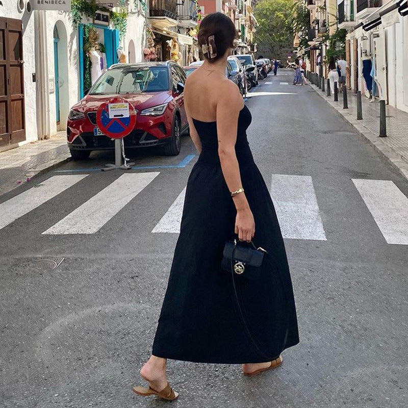 Robe ROMY — longue bustier froncée