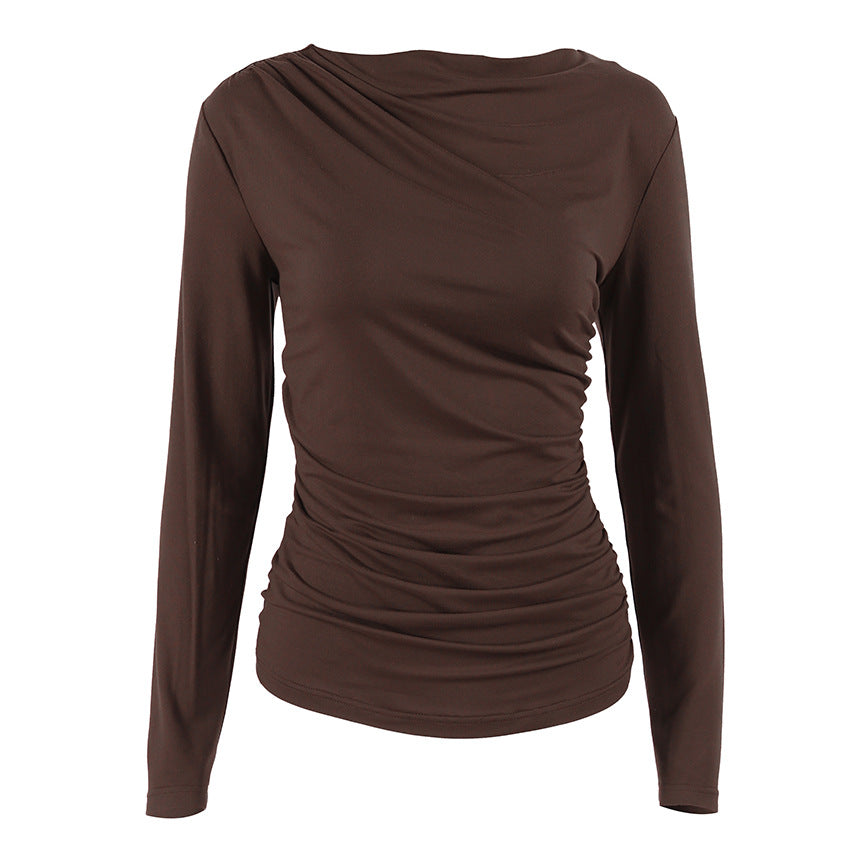 MARGOT — Ruched round-neck cropped top