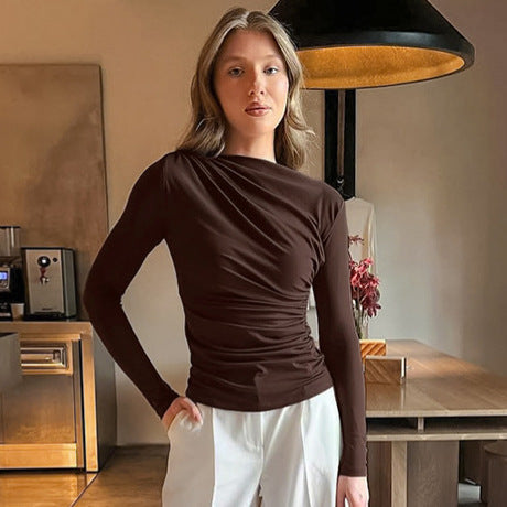 MARGOT — Ruched round-neck cropped top