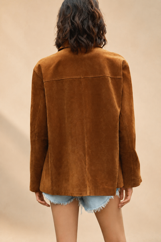 Surchemise AVA en suédine — vue 2 studio beige