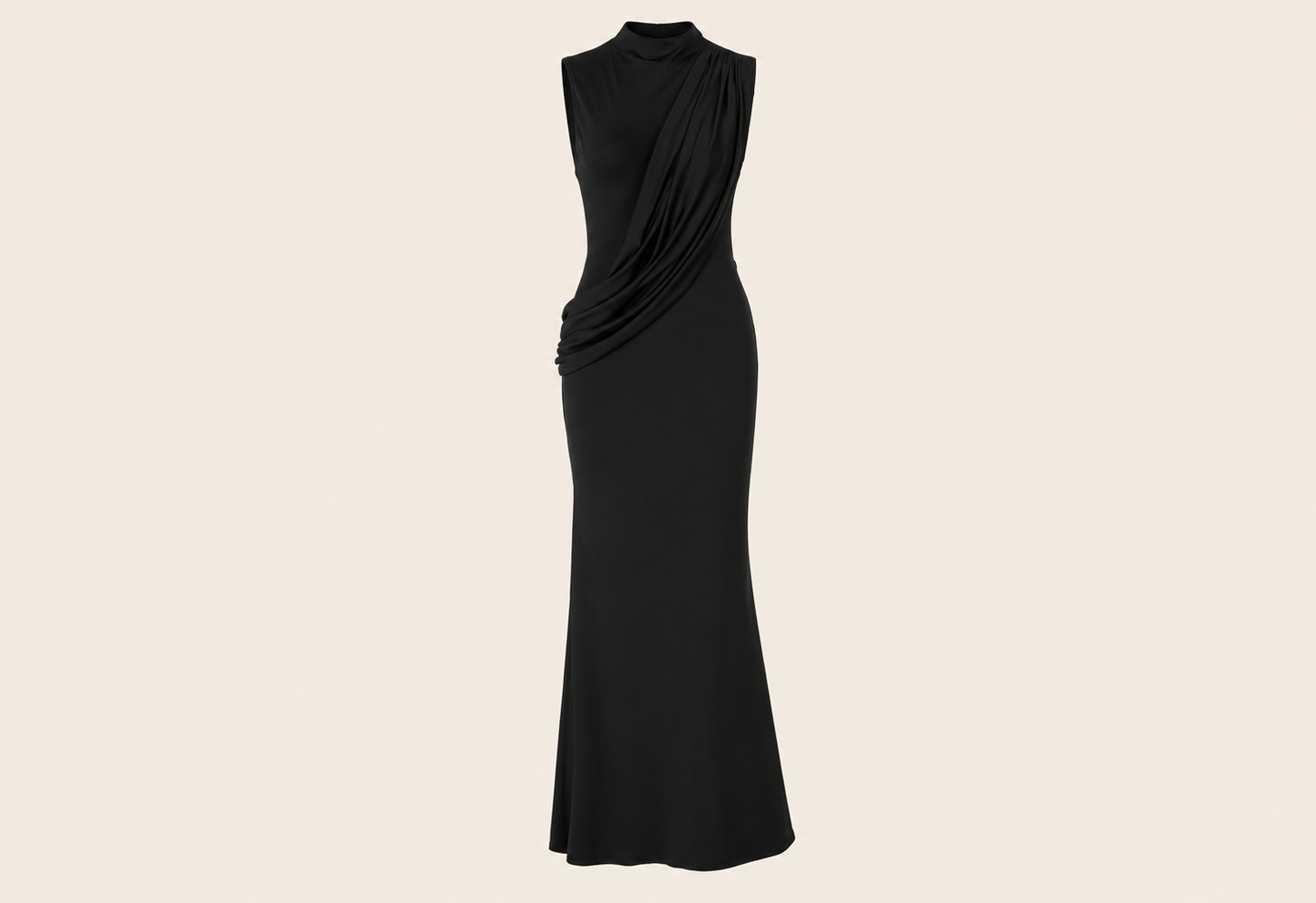 Robe longue sans manches à fente — vêtement seul sur fond beige