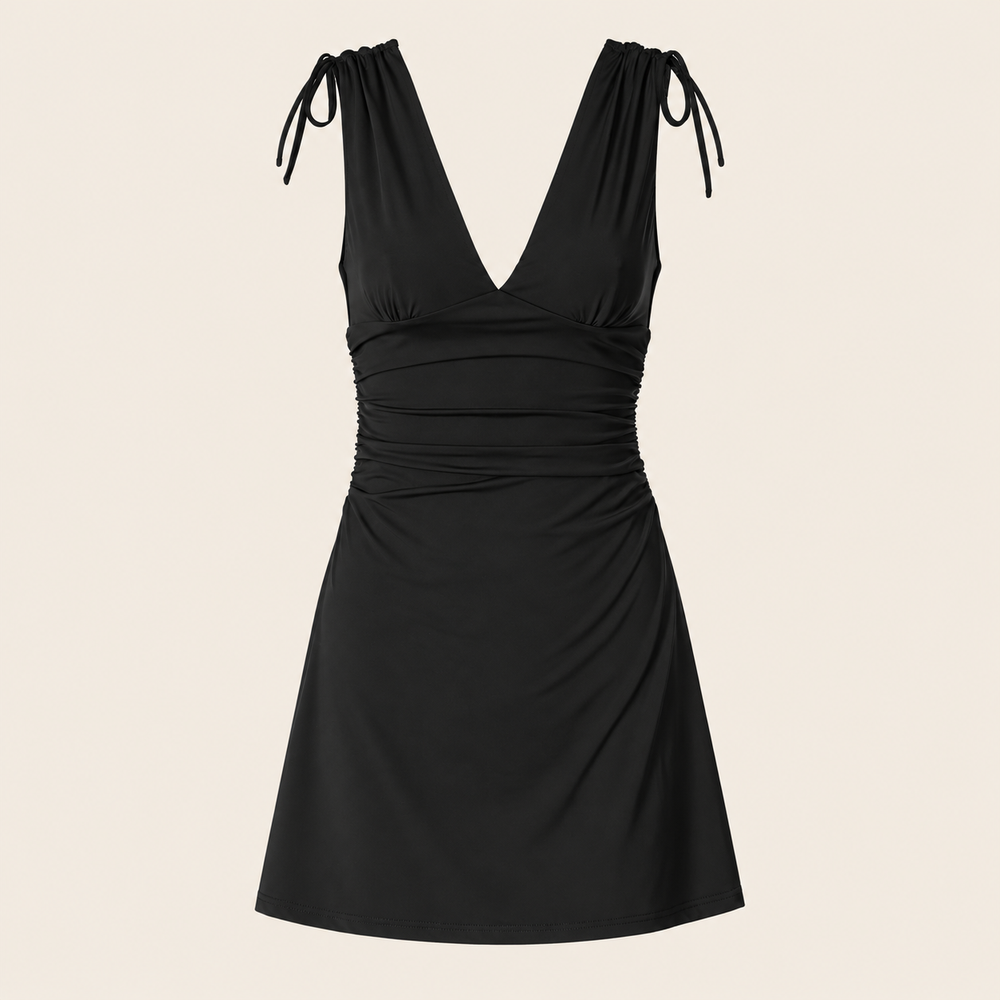 Robe courte drapée à liens