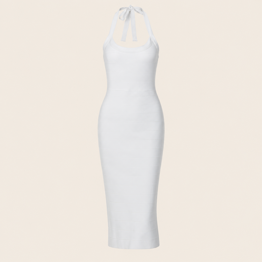 Robe midi dos nu à fente