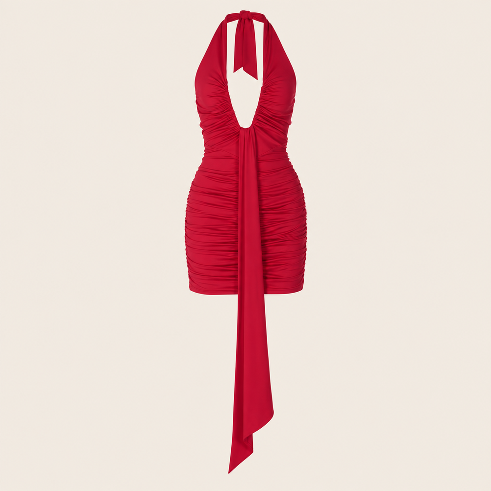 Robe courte dos nu à liens