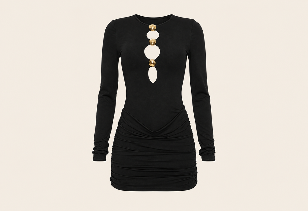 Robe courte froncée à boucle