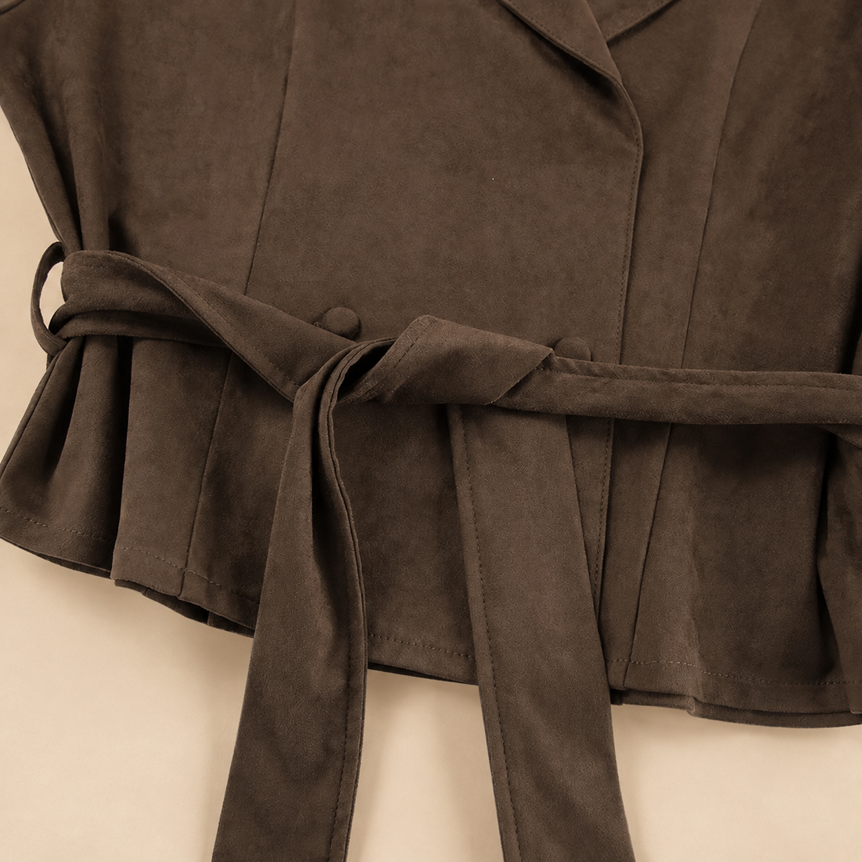 Manteau SIENNA en suédine — vue 3 studio beige